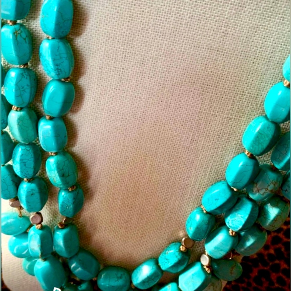 Silpada Vintage Rare Drops Of( The Ocean 3 Strand Turquoise Necklace - Picture 3 of 10